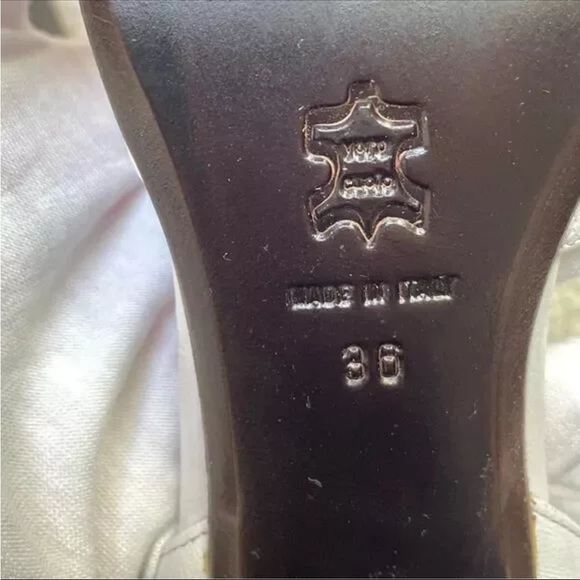 Vintage White Italian Leather T-strap Stacked Buckle Chunky Heel Shoes 36 - Picture 9 of 11